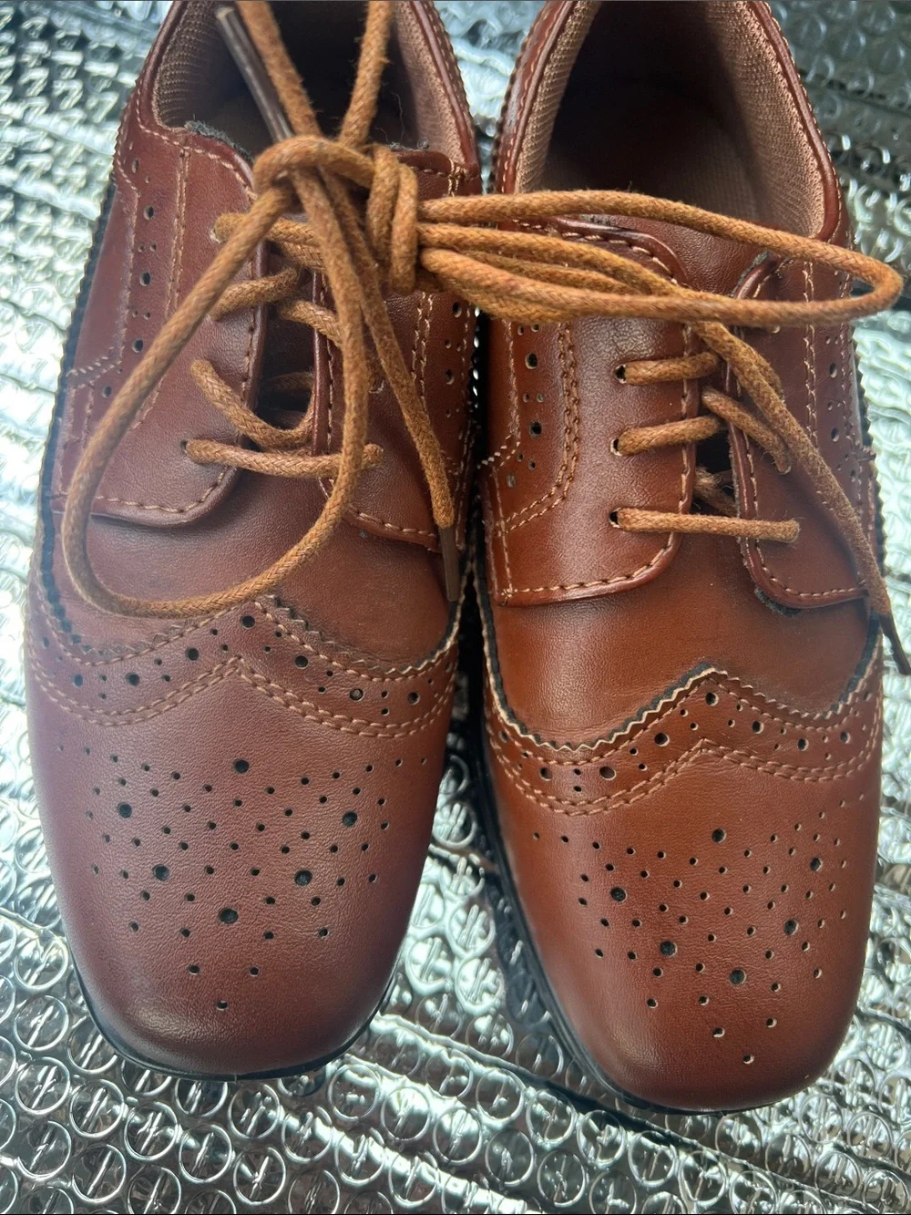 Deer Stags Boys Brown Wingtip Dress Shoes